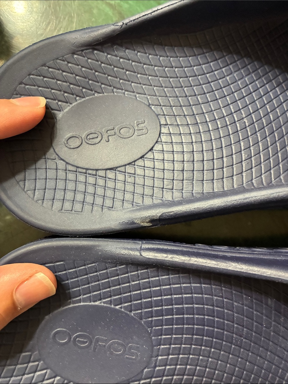 OOFOS Navy Blue Women's Slide Sandals - Picture 2 of 5